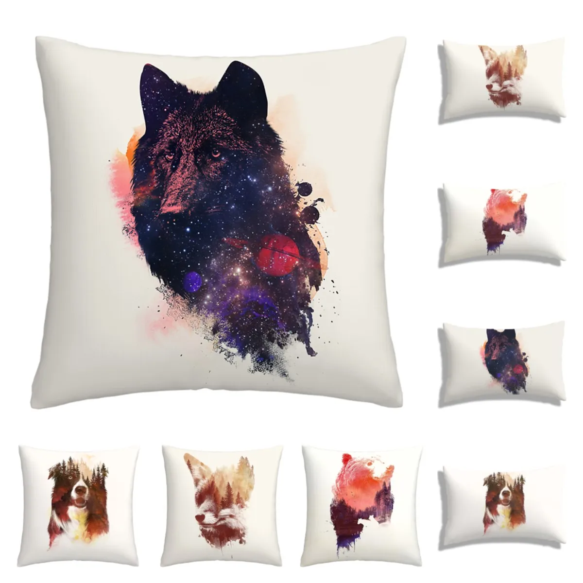 

Animal Avatar Forest Silhouette Plush Pillowcase, Sofa Cushion Cover for Home Improvement, Home Decoration Pillowcase 45x45