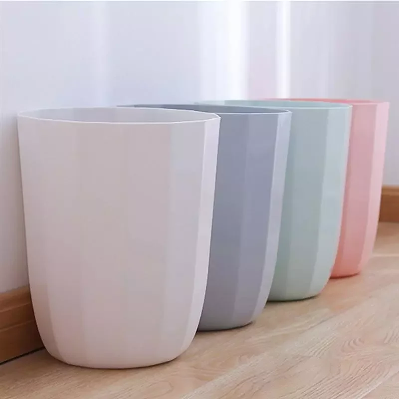 

NEW 1pc Household Trash Can Open Trash Basket Plastic Basket for Bathroom Bedroom Kitchen (Pink)