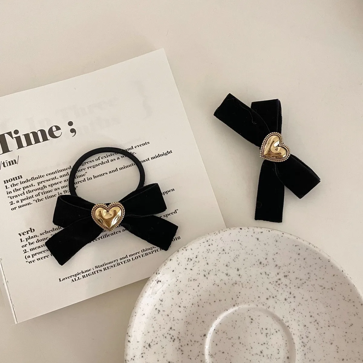 

Japanese Korean Ins Style Love Flannel Bow Hair Rope Sweet Cute Girl Hair Tie Ponytail Temperament Hair Accessories Female