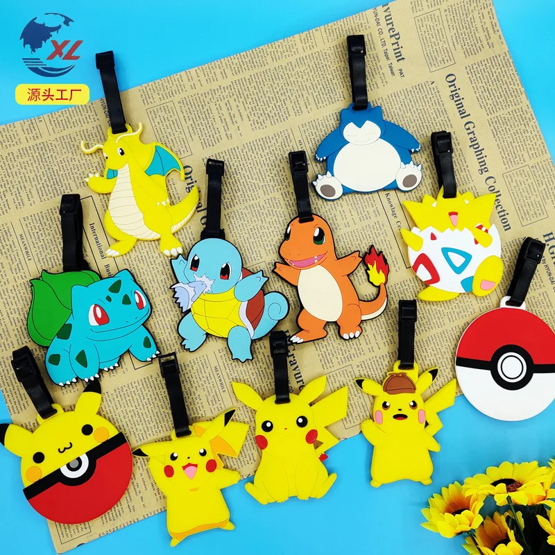 

Many Styles Pokemon Pikachu Suitcase Luggage Tag Cartoon ID Address Holder Baggage Label Silica Ge Identifier Travel Accessories