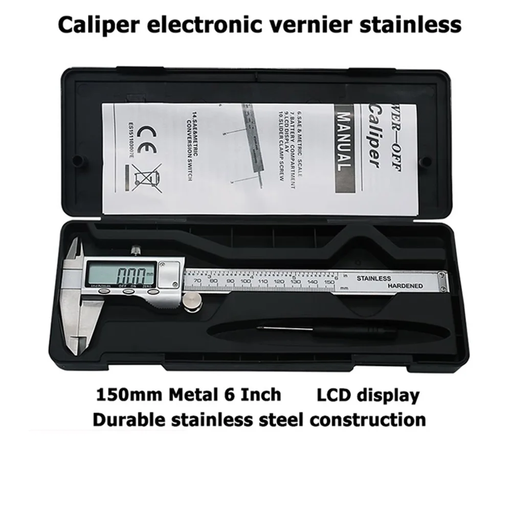 Цифровой штангенциркуль 150 мм/6 дюймов измерительный инструмент из нержавеющей