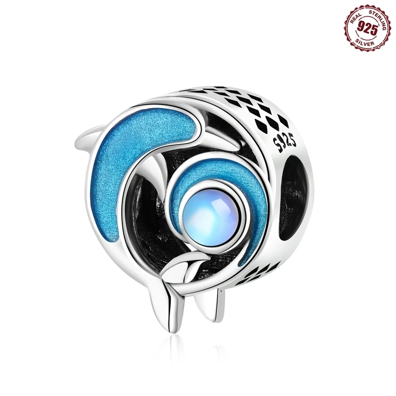 Стерлингового серебра 925 морской мир морская волна бусины в виде дельфина