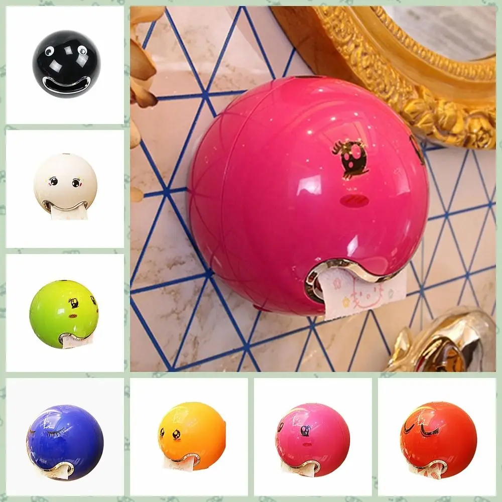 

ABS Plastic Toilet Paper Holder, Ball Shaped Tissue Box, Smile Face, Spherical, Wall Mounted, Storage Box for Kitchen