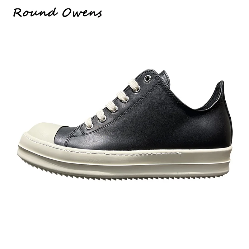 

Round Owens Low Top Mainline 22FW Dark Shadow Thick Sole Strobe Polished Men Lace Up Genuine Leather Sneakers Casual Shoes Women