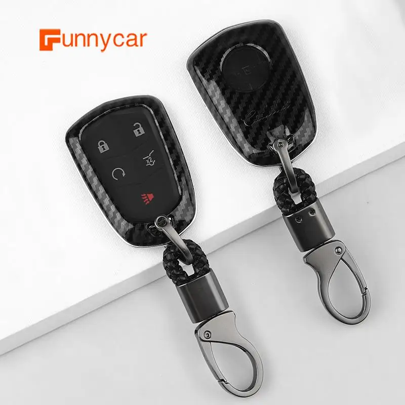 

Car carbon fiber key case holder shell is suitable for Cadillac ESV Escalade CTS XTS SRX ATS 2015 2016 2017 2018 CT5 XT5 XT6