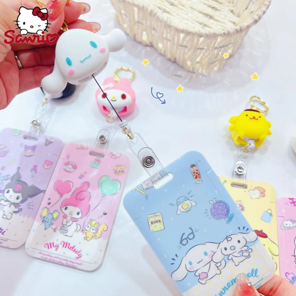 

Sanrio Key Chains Card Sleeve Kuromi Student Dolls Hello Kt Kawaii 8Cm Cinnamoroll Figure My Melody Decorative Gifts Childrens