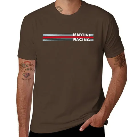 Camiseta de Martini Racing a rayas para hombre, ropa de anime, ropa vintage