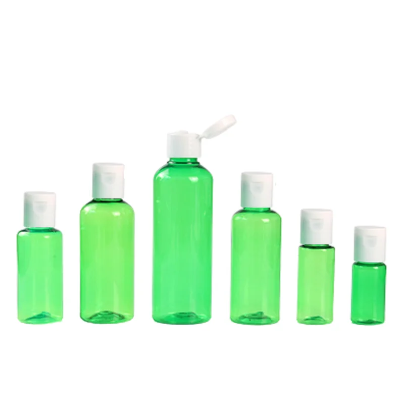 

Packing Empty Plastic Clear Green Bottle 10ml 20ml 30ml 50ml 60ml 100ml White Pointed Lid Portable Refillable Container 50Pieces