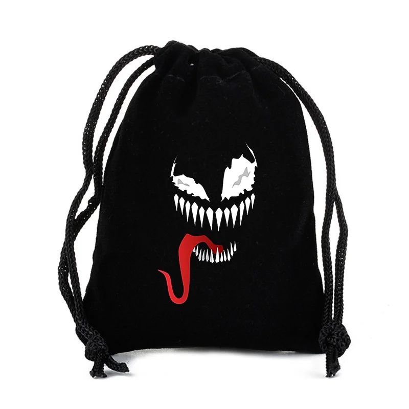 Фото Большая сумка Venom на шнурке, рюкзак с принтом, сумка с рисунком персонажа из мультфильма, вместительная портативная анимированная детская сумка для конфет, подарок №3