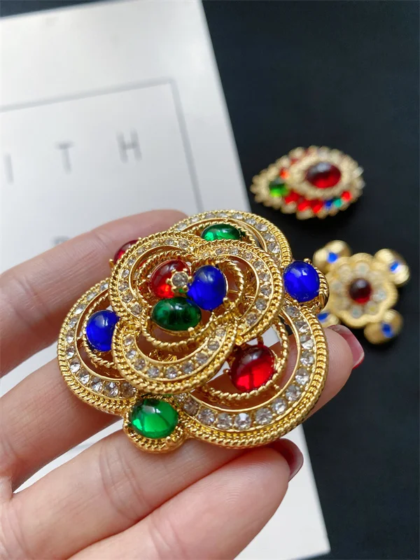 

Винтажная цветная стеклянная брошь в стиле ретро в европейском и американском стиле барокко