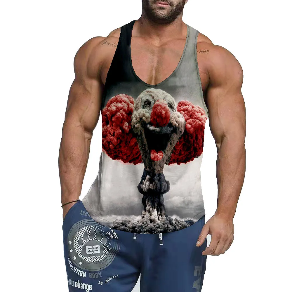 

Новинка 2022 года, многоцветный мужской спортивный жилет большого размера в европейском и американском стиле, с забавным 3D-принтом клоуна