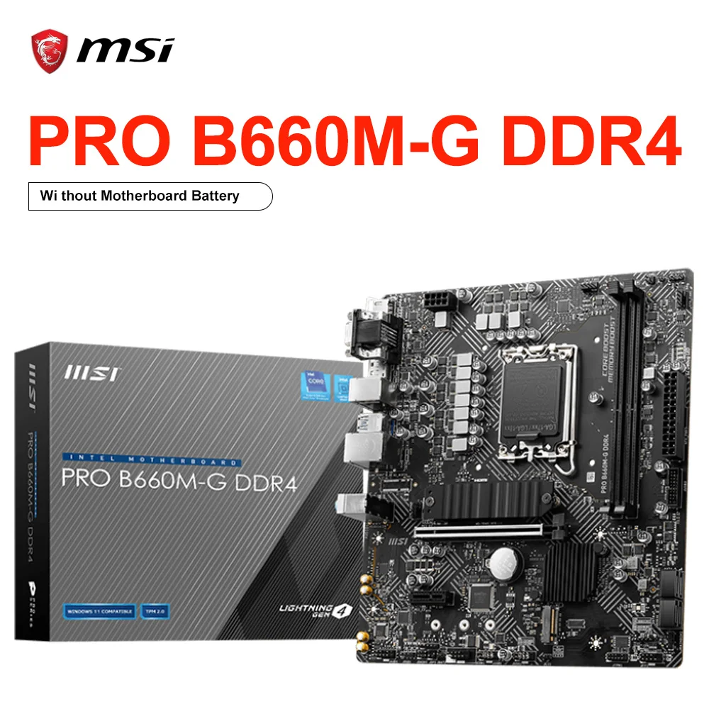 

MSI PRO B660M-G DDR4 New Motherboard 4600 MHz(OC) 64GB M.2 SATA III Intel 12th-Gen Core LGA 1700 CPU Desktop B660 Mainboard MATX
