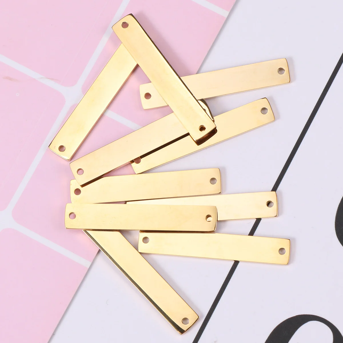 4x DIY Hanging Ornaments Stamping Bar Blanks Dog Tag Pendant Car Key Tags Blank Bar Charm Stamping Blanks Name Tag Charm