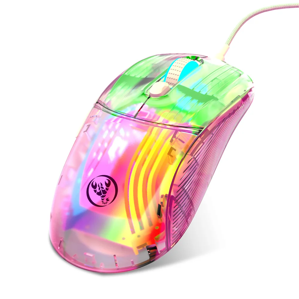 

Newest Highend Transparent USB Wired Gaming Mouse RGB 12800 DPI For PC Computer Laptop White Black Macro Programming LX400