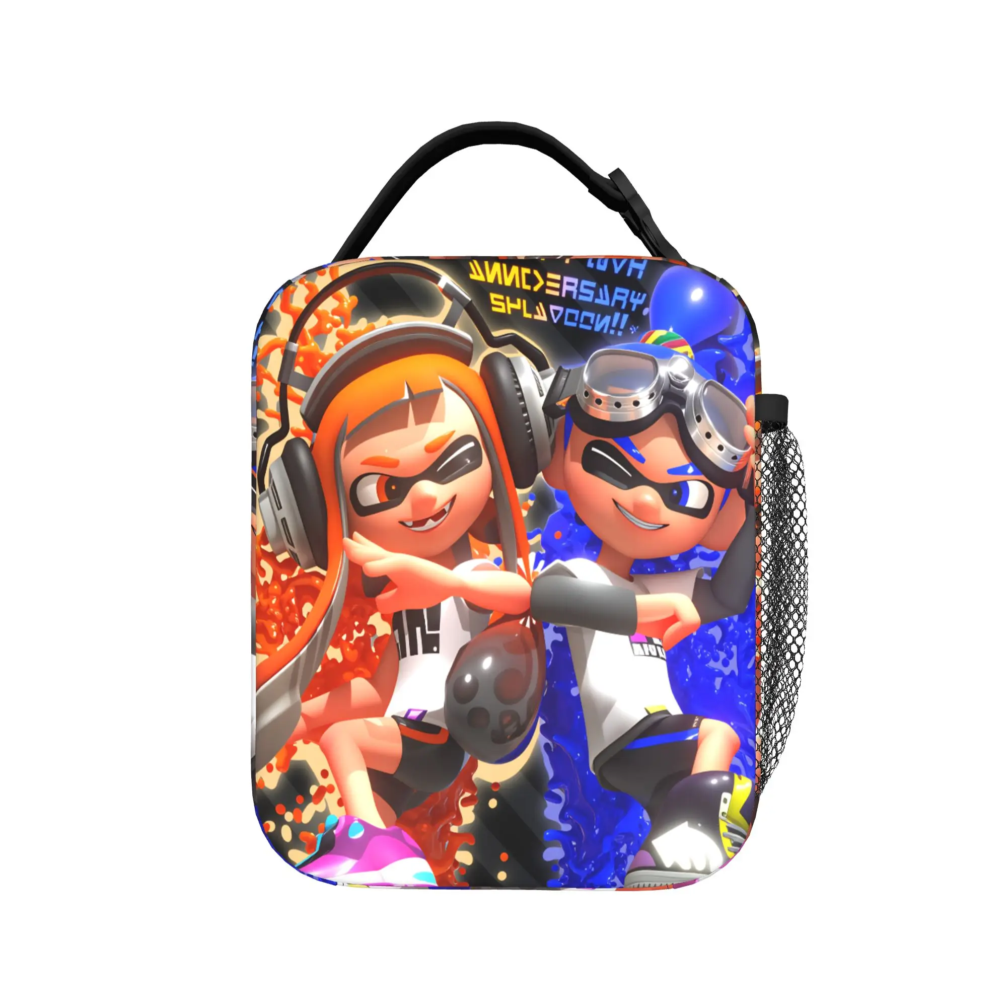 Фото Винтажная сумка-холодильник Splatoons Shoot для обедов, портативная офисная сумка на молнии, унисекс, из оксфордской ткани, с графическим дизайном №1