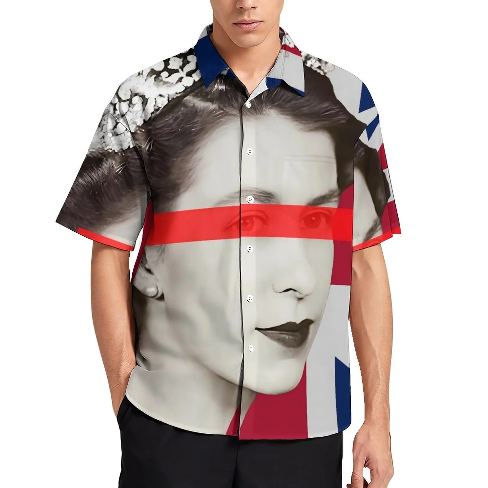 

Queen Elizabeth II Beach Shirt Vintage Essence Hawaiian Casual Shirts Male Funny Blouses Short Sleeve Custom Clothes 3XL 4XL