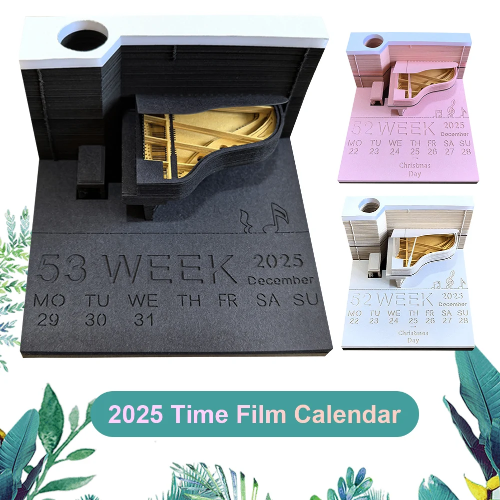 Настольный календарь на фортепиано 2025 креативный настольный 3D блокнот резьба по