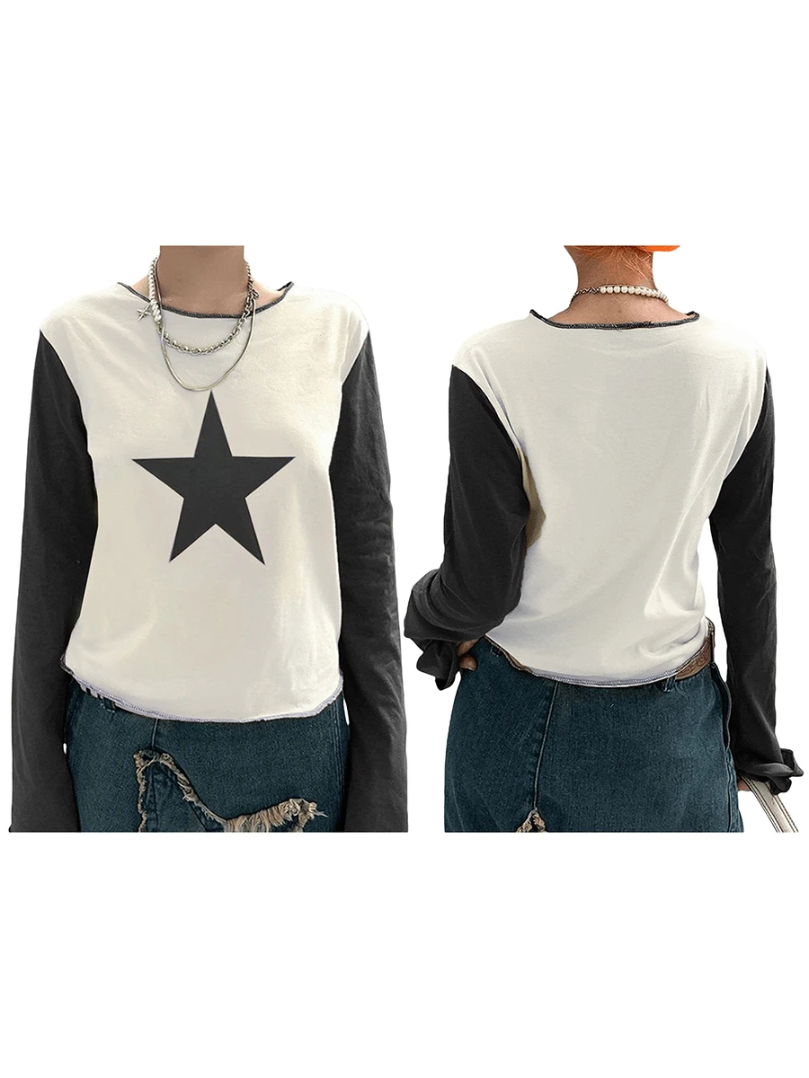 

Женская футболка с длинным рукавом и круглым вырезом, на весну/осень