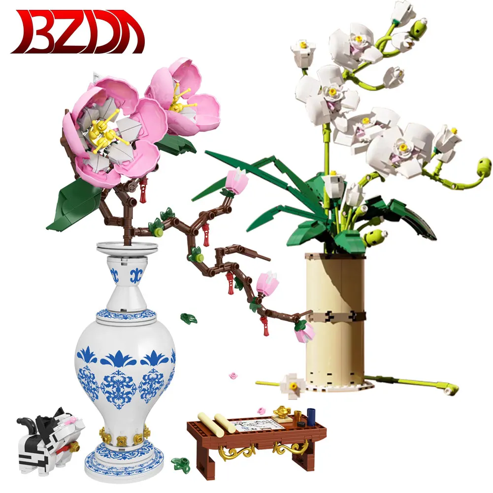 

Ideas Flowers Bouquet Building Blocks Phalaenopsis bouquets Plants Flowers Home Decoration DIY Toys for Girl Birthday Gift