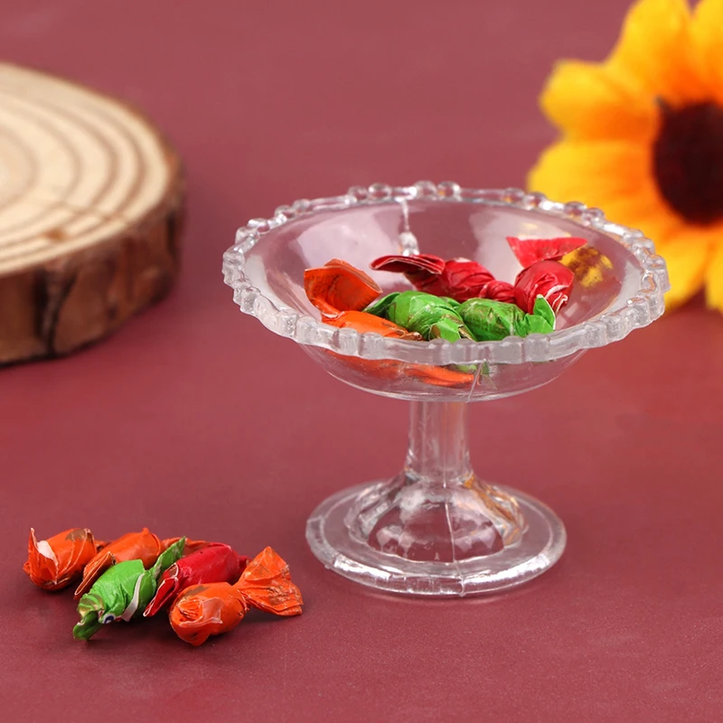 

1Set 1:12 Dollhouse Miniature Dessert Pan Cake Stand Fruit Tray W/Candy Simulation Ornament Model House Decor Toy