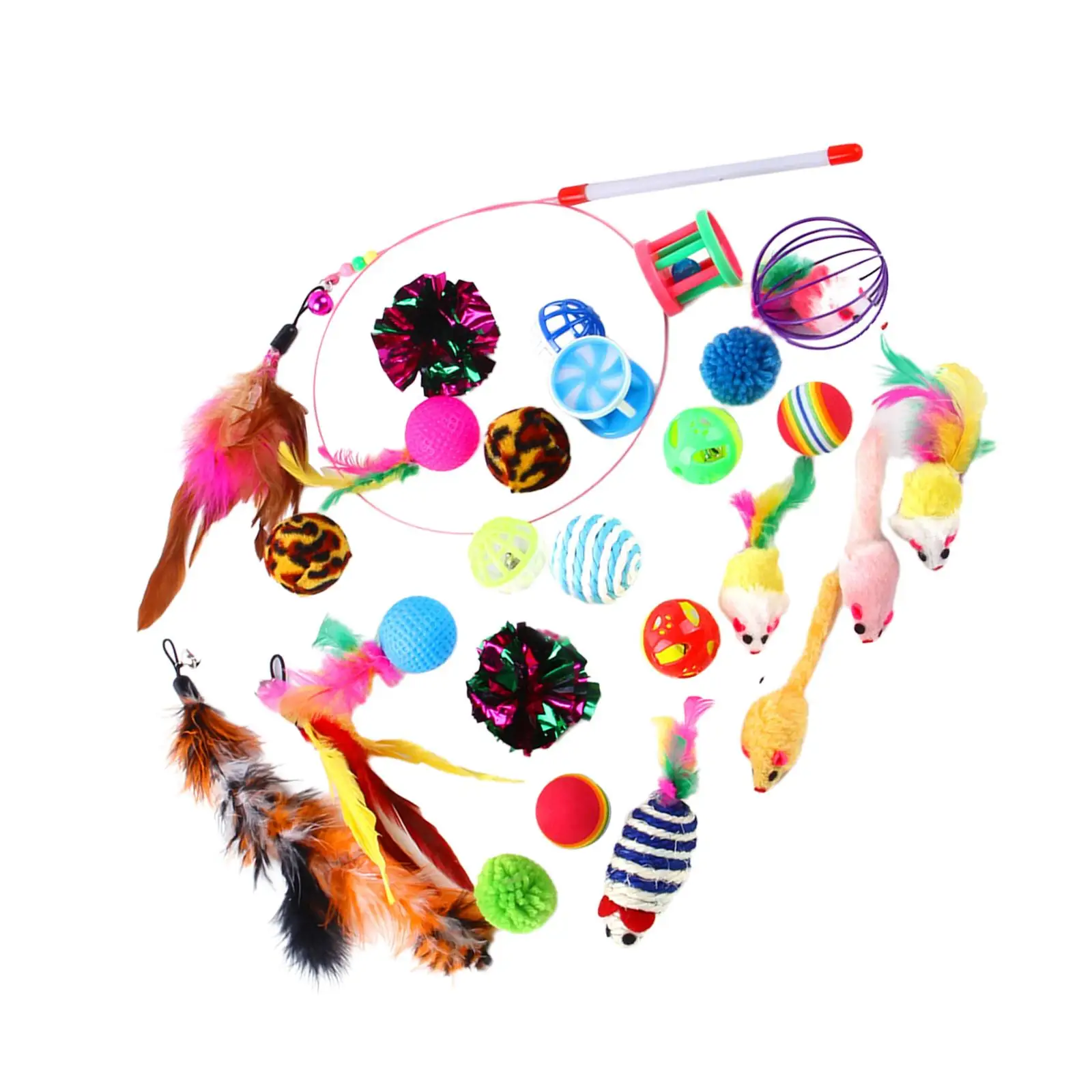 

Набор игрушек для кошек из 26 предметов, Комбинированные игрушки, сизаль, дизайн с колокольчиком, мышь, тренировочный тренажер для кошачьей м...