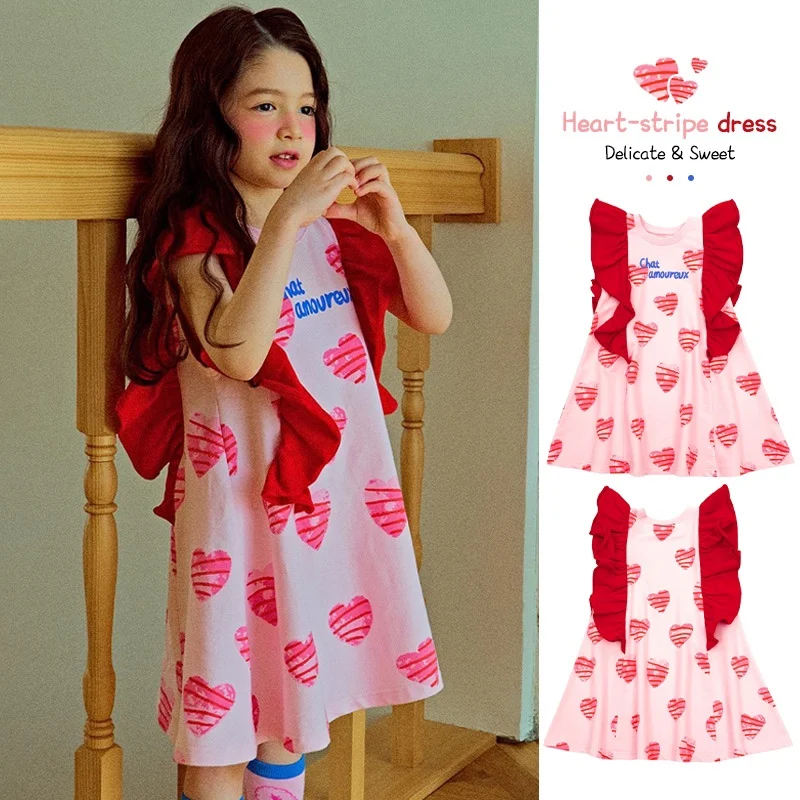 

Jenny&Dave Girls' Love Dress 2023 Summer New Children's Cute Print Princess Dress Baby Fashion Dress Girl