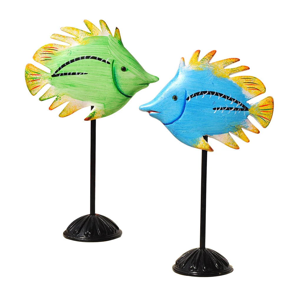 

2 pcs Wooden Ornaments Desktop Couple Tropical Animal Crafts for Showcase