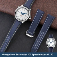 19mm 20mm canvas watch strap for omega new seamaster 300 speedmaster at150 leather nylon watch band men accessories blue black