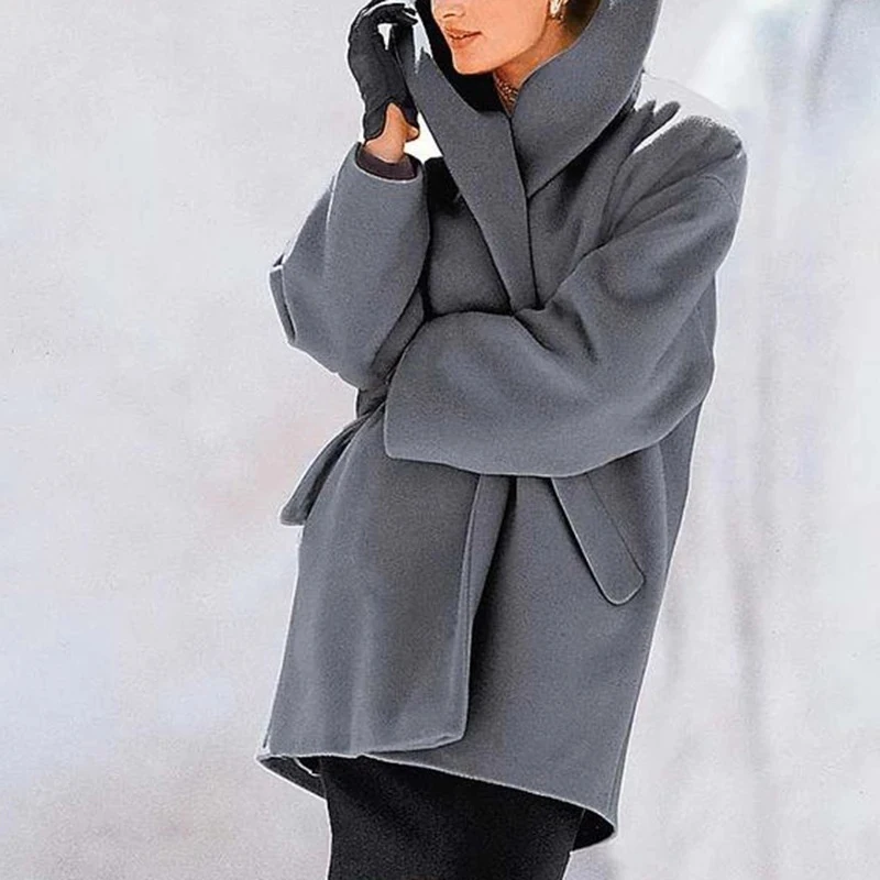 

Women Winter Loose Casual Coats Autumn Single Breasted Windbreakers Jackets Women Solid Long Sleeve Office Ladies Outerwear Tops