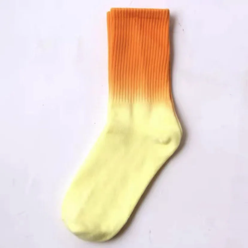 Gradient Color Tie-Dye 10 Pairs Mid-Calf Socks Spring and Summer Solid Color Street Skateboard Socks Women's Mid-Calf Socks