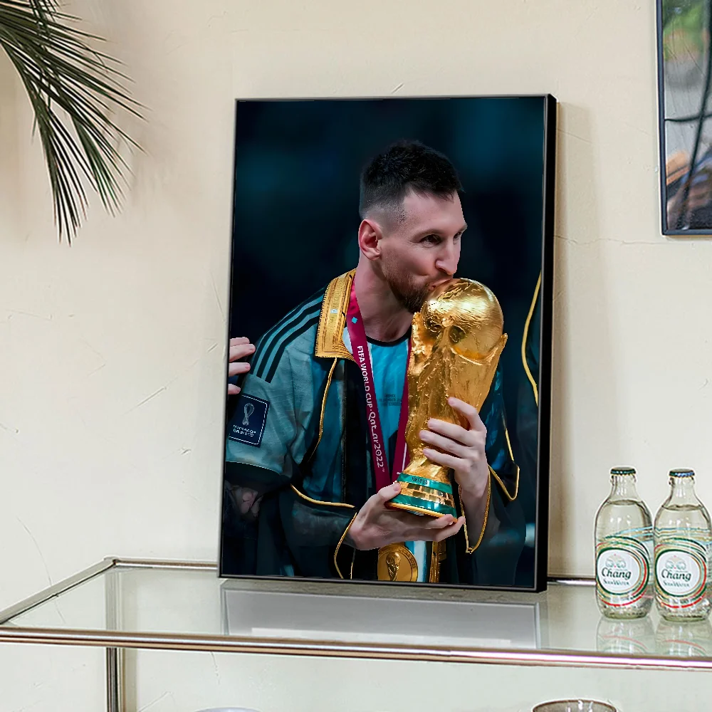 Спортивный постер М-Месси для футбола бумажный принт дома гостиной спальни входа