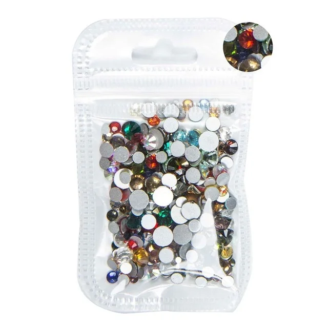 

Free shipping Mixed size colors 10Gram/bag 3D Nail Art Decorations Non Hotfix Flat back crystal Glass Rhinestones for nails DIY