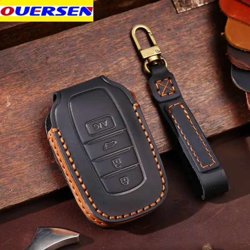 OUERSEN Cowhide leather Car Key Case Cover Shell For Toyota Prado Prius Camry Corolla RAV4 Vios 2017 Shell Accessories Remote OUERSEN Cowhide leather Car Key Case Cover Shell For Toyota Prado Prius Camry Corolla RAV4 Vios 2017 Shell Accessories Remote