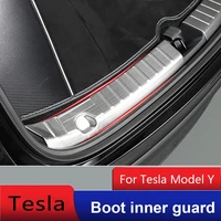 rear bumper protector trunk door sill cover trim for tesla model y 2022 accessories