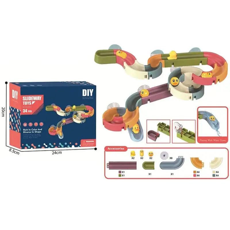 

Bath Toys Baby Bathroom Duck DIY Track Bathtub Kids Play Water Games Tool Bathing Shower Wall Suction Set Bath Toy For Children
