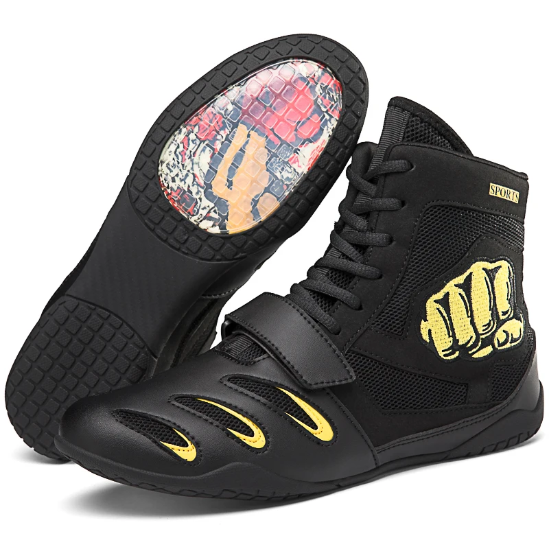 

Боксерские боксерские ботинки для мужчин и женщин, Профессиональные боксерские сапоги, фонарики, кроссовки, Дамская обувь для борьбы, большие размеры 36-46