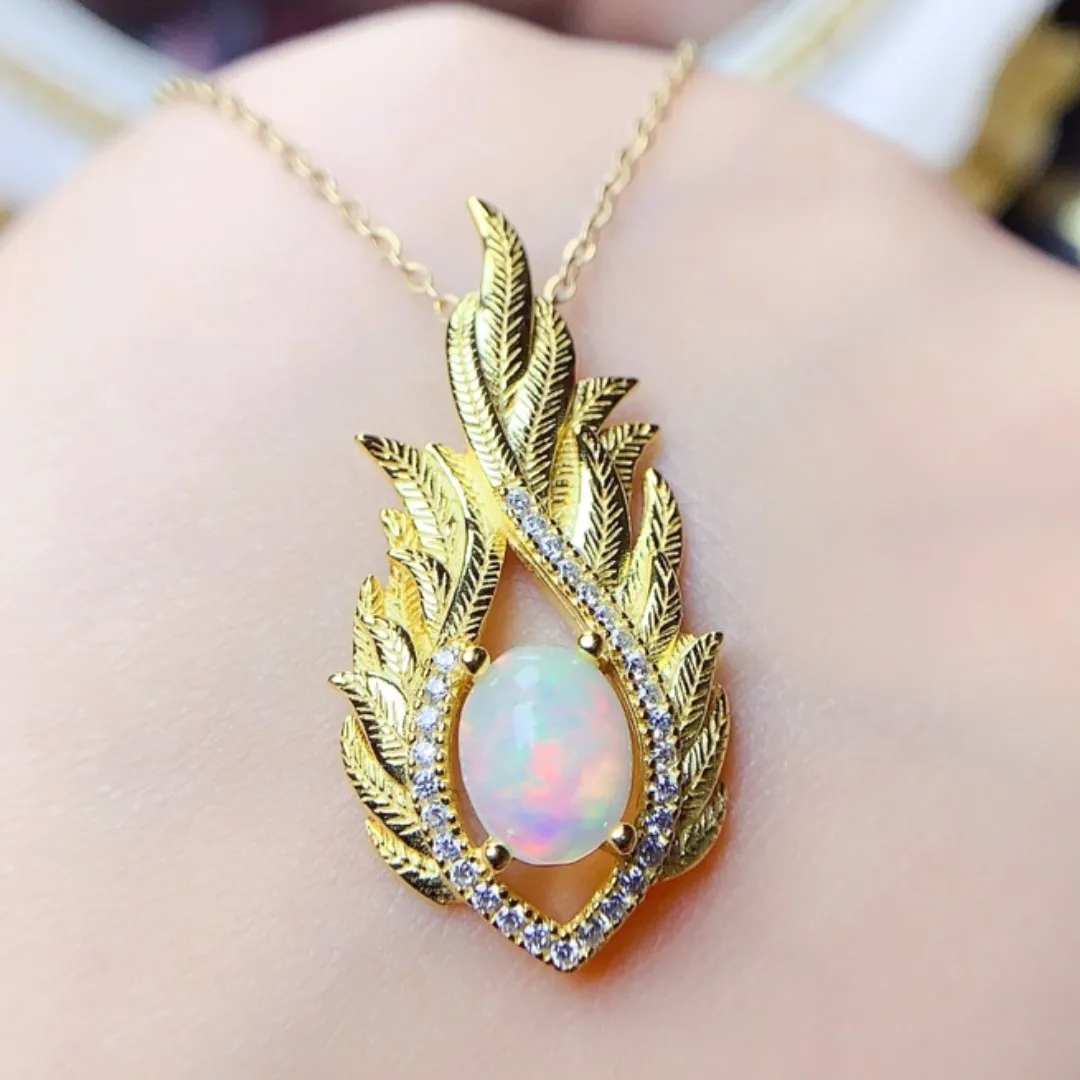 

Натуральный опал, драгоценный камень, искусственная кожа, серебро 925 пробы, подарок для женщин, Изящные Ювелирные изделия