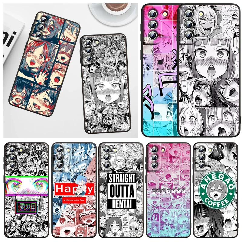 

Ahegao Manga Girl Phone Case For Samsung Galaxy S23 S22 S21 S20 FE S10 S10E S9 Plus Ultra Pro Lite 5G Black TPU FUnda