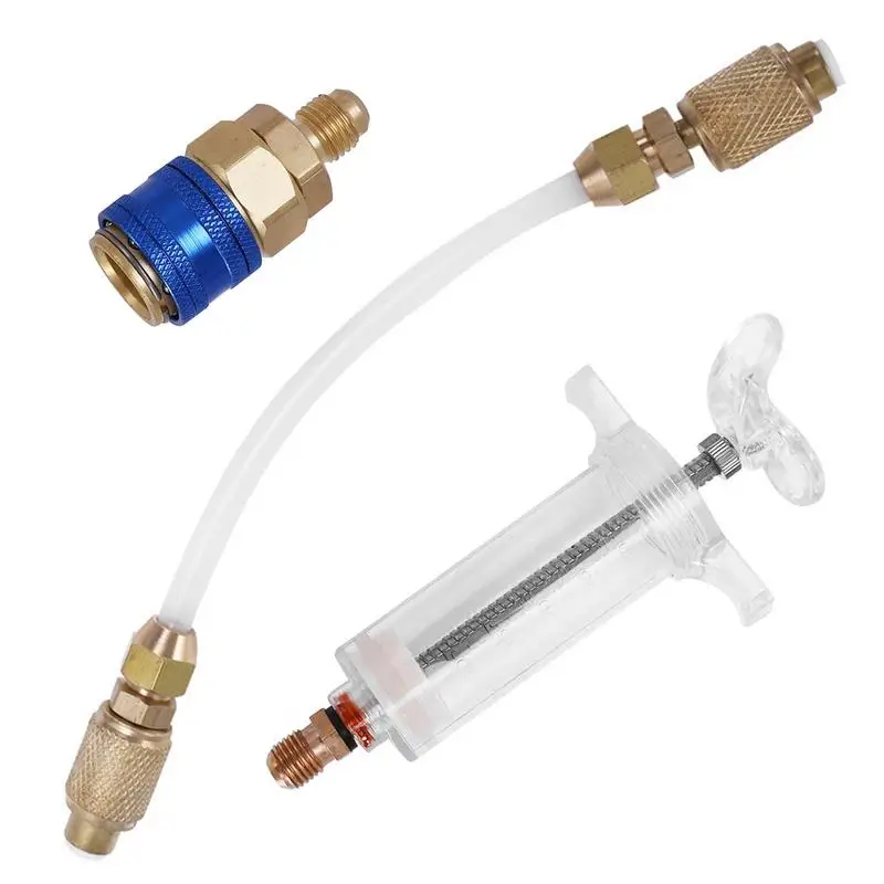 

Oil Injector Oil Machine With 1/4 Inch Female Connector R134A Manual Oiling Machine With Straight Post Quick Connector 30ml