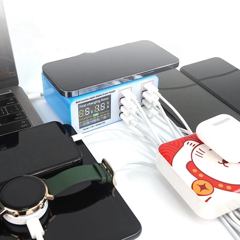 RELIFE RL-304S Smart 8 + 1 порта USB-зарядное устройство с цифровым дисплеем для зарядки всех