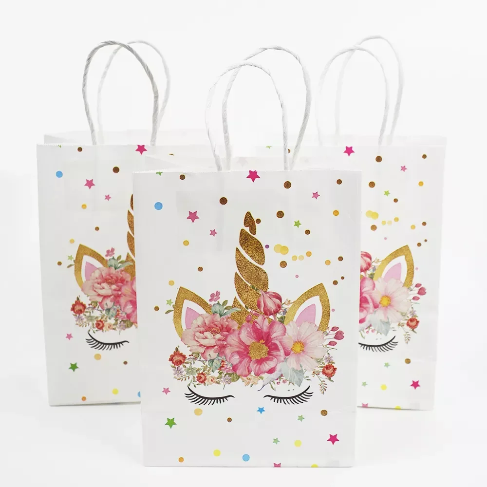 

6pcs Unicorn Paper Gift Bag Unicorn Birthday Party Gift Wrapping Bag of Sweet Birthday Party Decoration Supplies Kid Birthday