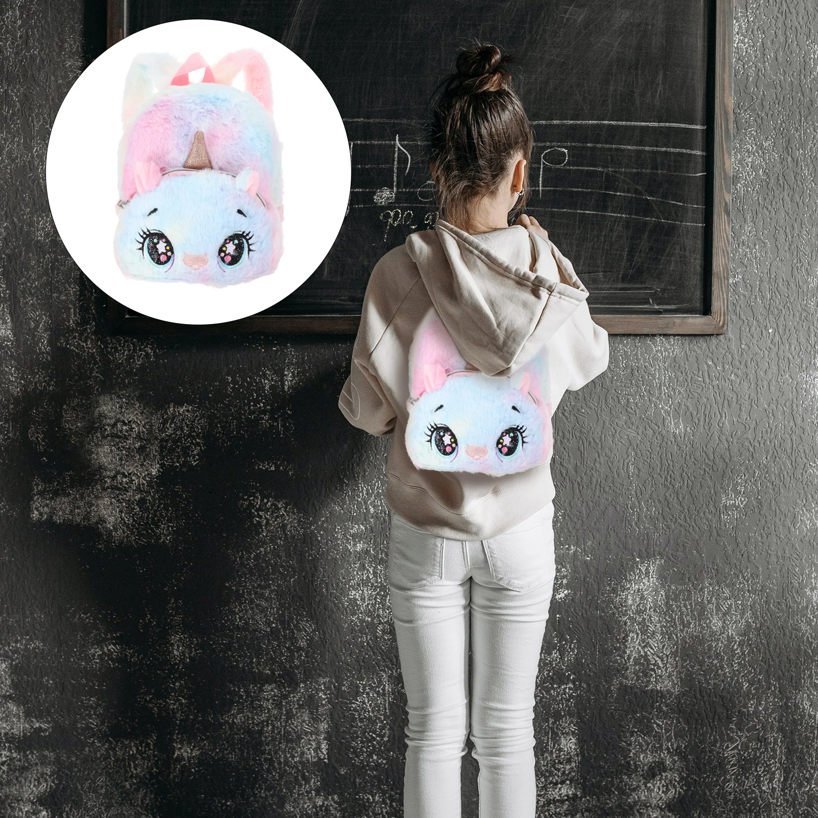 

Little Girl Backpack Plush Unicorn Shoulder Storage Bag Polyester Outdoor Daypack Child