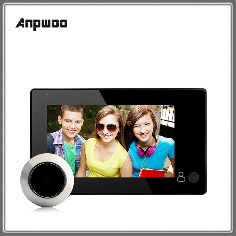 

1080P Peephole Door Camera 4.3 Inch Color Screen With Door Bell LED Lights Electronic Doorbell Viewer Security Anpwoo M4300B