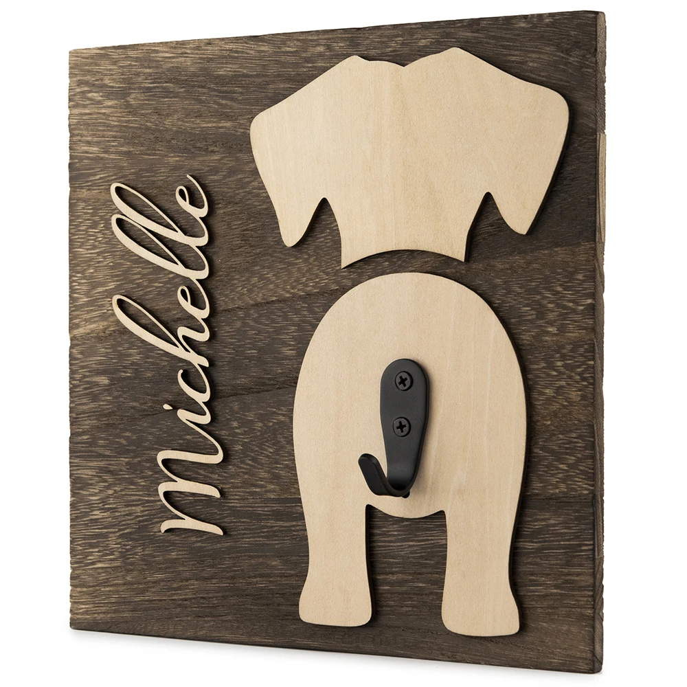 

Custom Puppy Leash Holder Personalized Wood Collar Hook 3D Dog Butt Leash Holder Housewarming Gift
