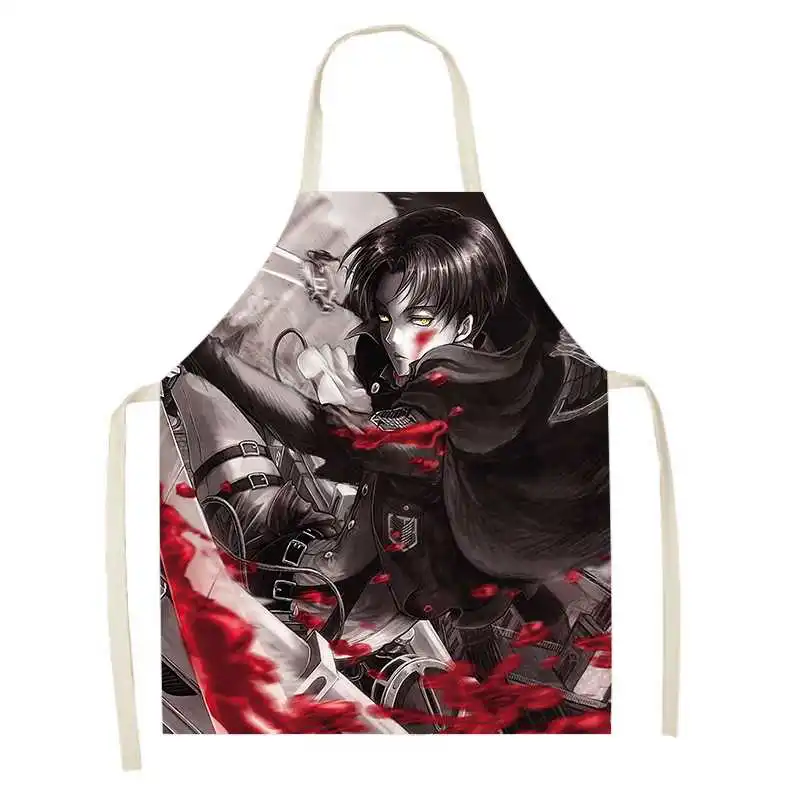 

Giant Print Apron Anime Theme Ladies Sleeveless Halter Bib Chef Cook Wear Home Cleaning Tools Kitchen Apron Panel Barber Apron