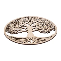 wooden sign tree of life shape laser cut wood wall art home decor handmade coasters craft making sacred geometry home ornament