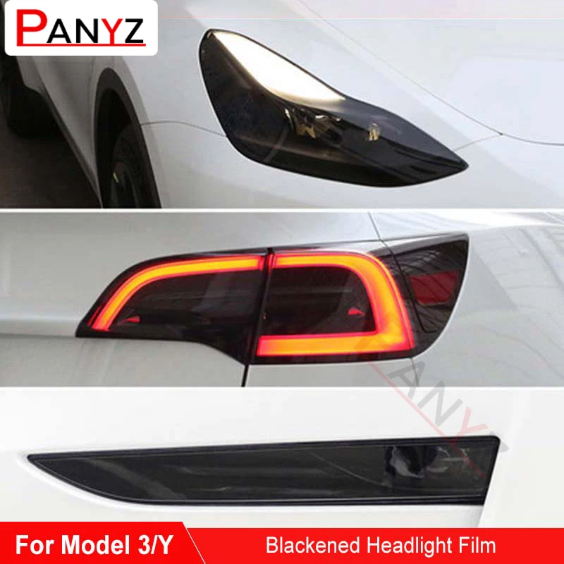 

For Tesla Model 3 Y TPU Smoked Black Headlight Taillight Foglight Protective Film Car Modification Color Changing Film