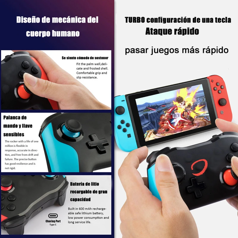 2PCS Bluetooth 2.4G Wireless Controller For Nintendo Switch Pro PC TV Box Smart Phone Tablet PS3 Tesla Shock Joystick Gamepad