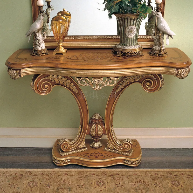 

Индивидуальный стол для прихожей из массива дерева Роскошный Ретро Французский дворец вилла деревянная резьба витрина шкаф