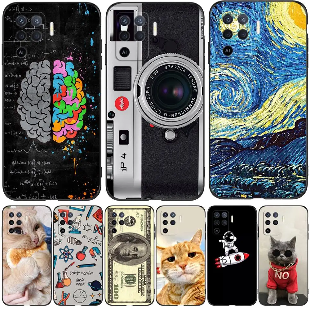 Задняя крышка телефона для OPPO A94 4G RENO 5 LITE F19 PRO, искусственный мозг, математическая кошка, собака